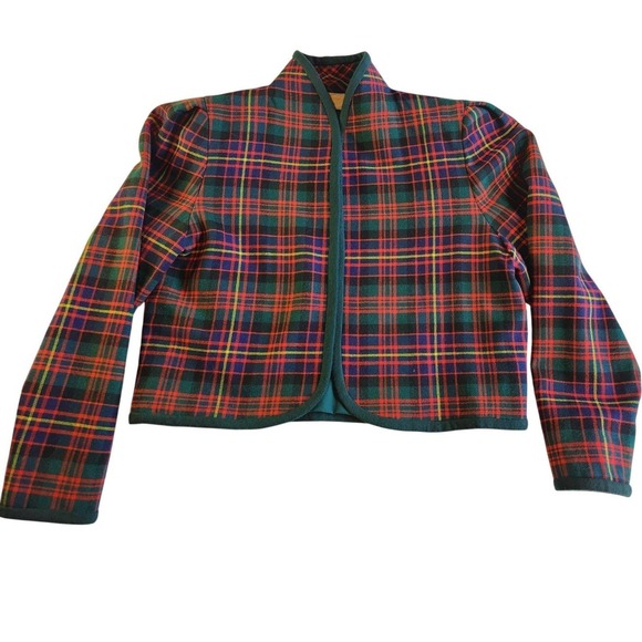 homemade Jackets & Blazers - HANDMADE‎ By R.A. Plaid Blazer Womens Small 1940s 50s Jacket Red Green VTG
